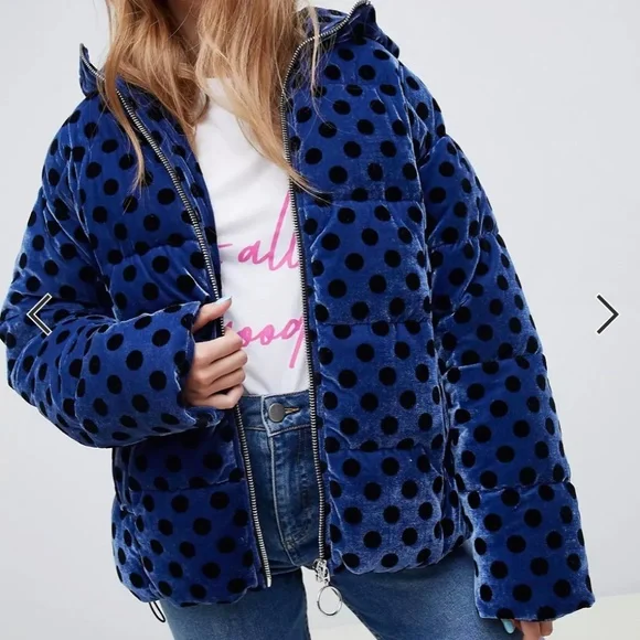 ASOS Jackets Coats Velvet Polka Dot Asos Puffer Poshmark